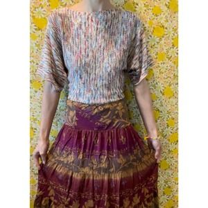 Women’s Hannah Boho Muticolor Short Sleeve Swoop Sweater